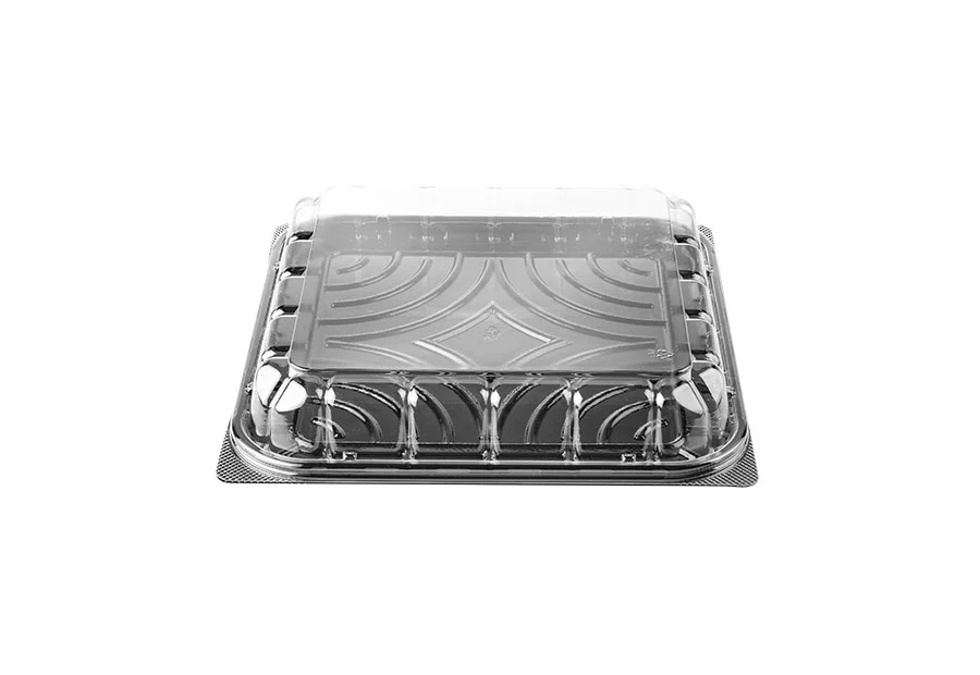 Black Large Plastic Box With PET Clear Lid