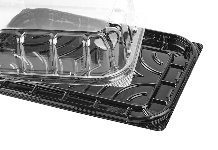 Black Large Plastic Box With PET Clear Lid