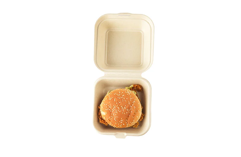 400ml Bagasse Pulp Clamshell Hamburger Box