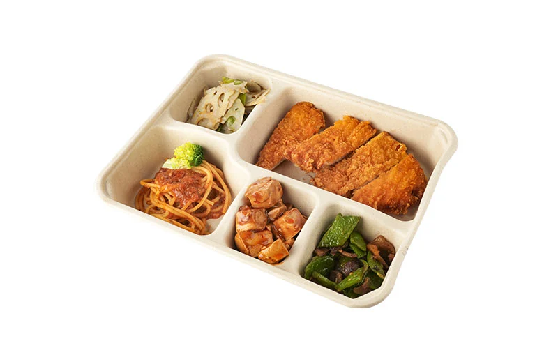 5 Compartments Of Sugarcane Pulp Food Packaging