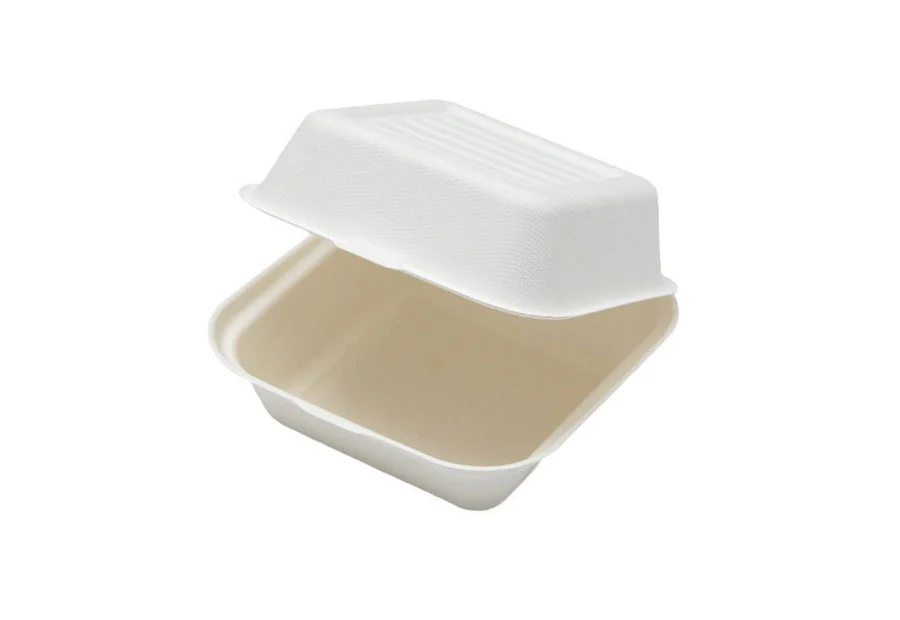 1000ml Bagasse Pulp Clamshell Hamburger Box
