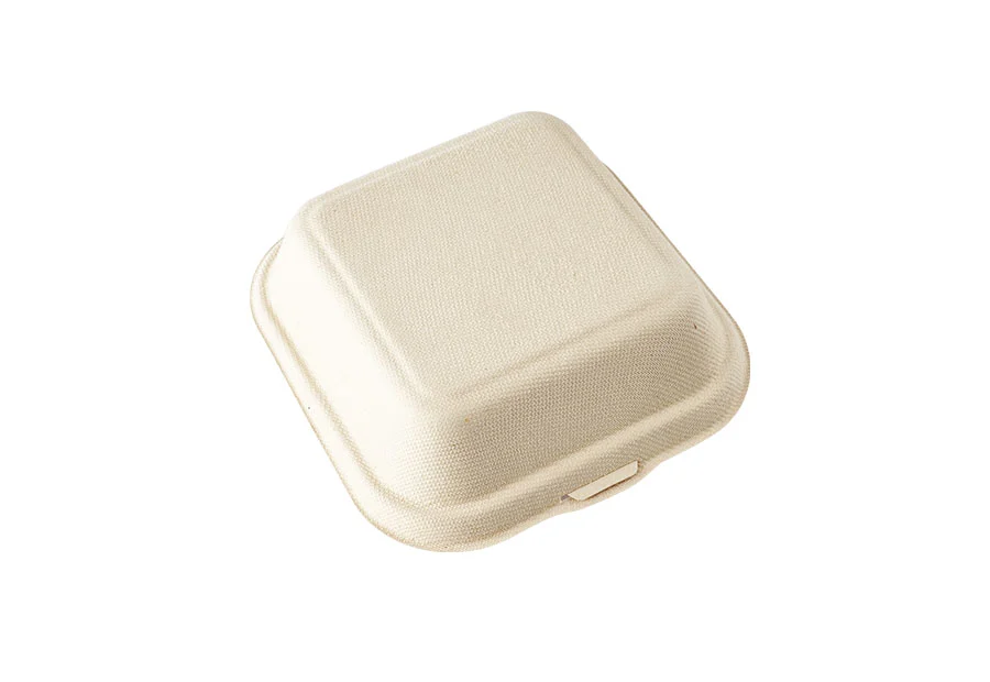 400ml Bagasse Pulp Clamshell Hamburger Box