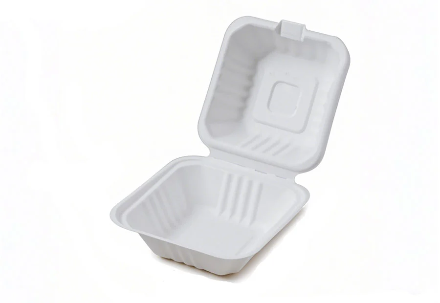 400ml Bagasse Pulp Clamshell Hamburger Box