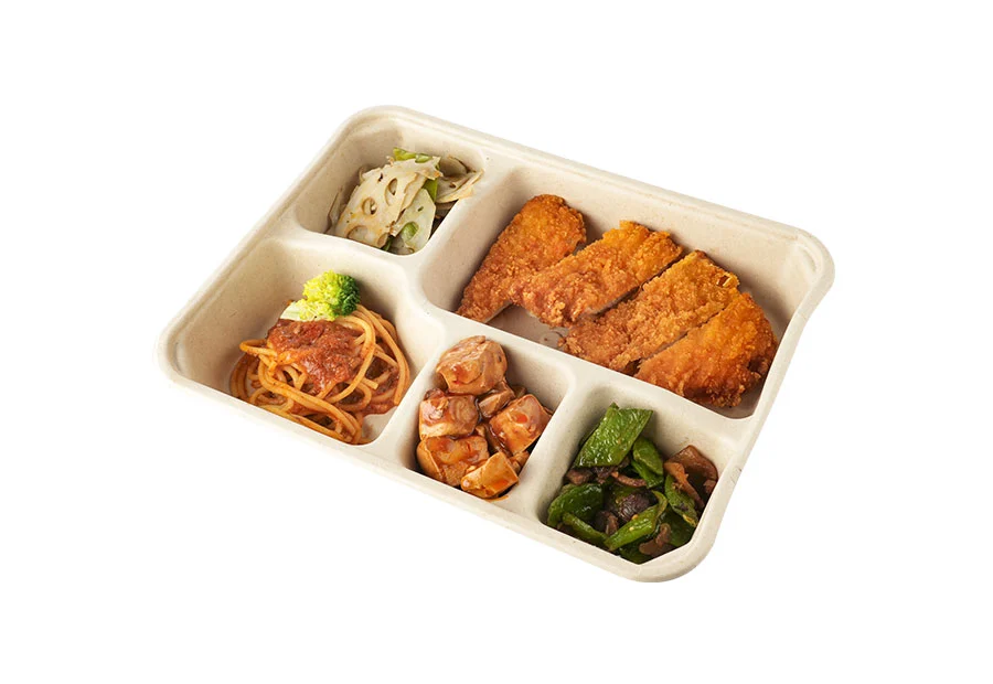 5 Compartments Of Sugarcane Pulp Food Packaging