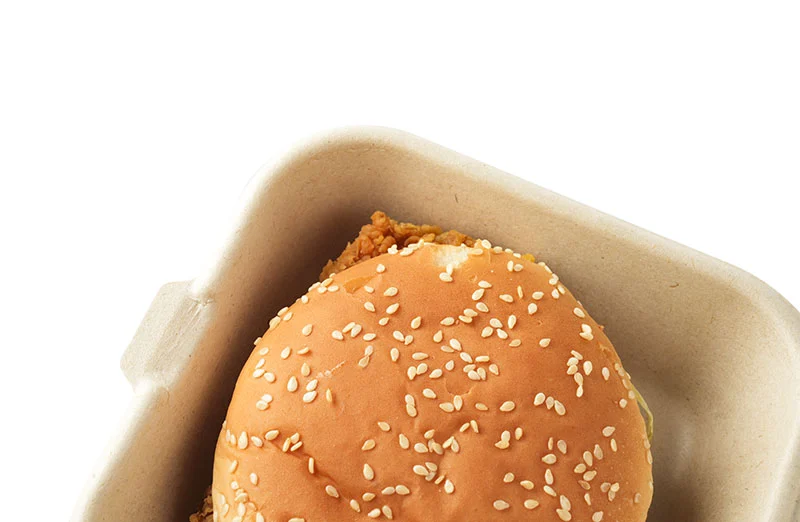 600ml Bagasse Pulp Clamshell Hamburger Box