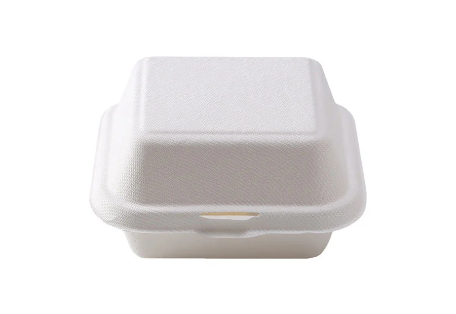 800ml Bagasse Pulp Clamshell Hamburger Box
