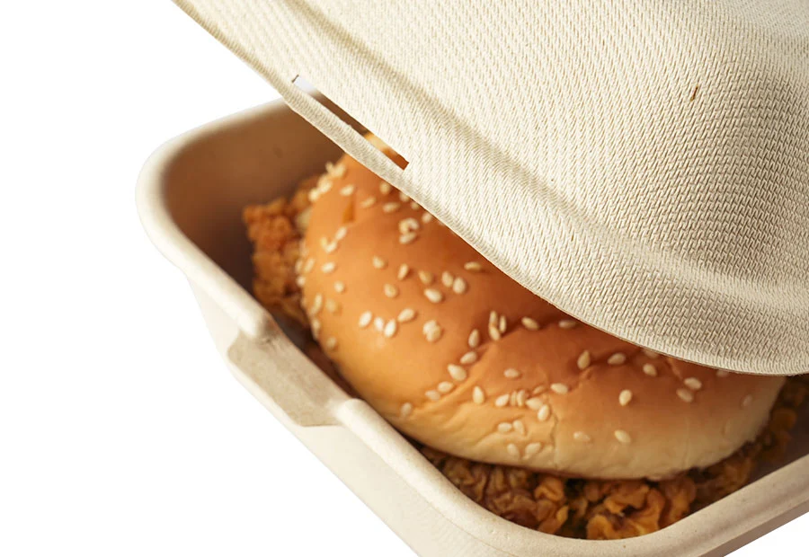1000ml Bagasse Pulp Clamshell Hamburger Box