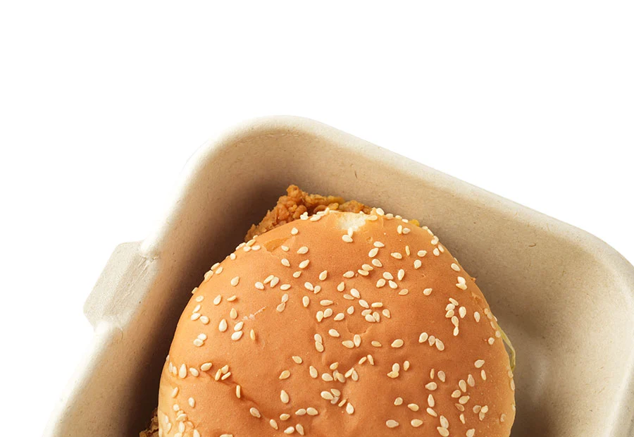 600ml Bagasse Pulp Clamshell Hamburger Box