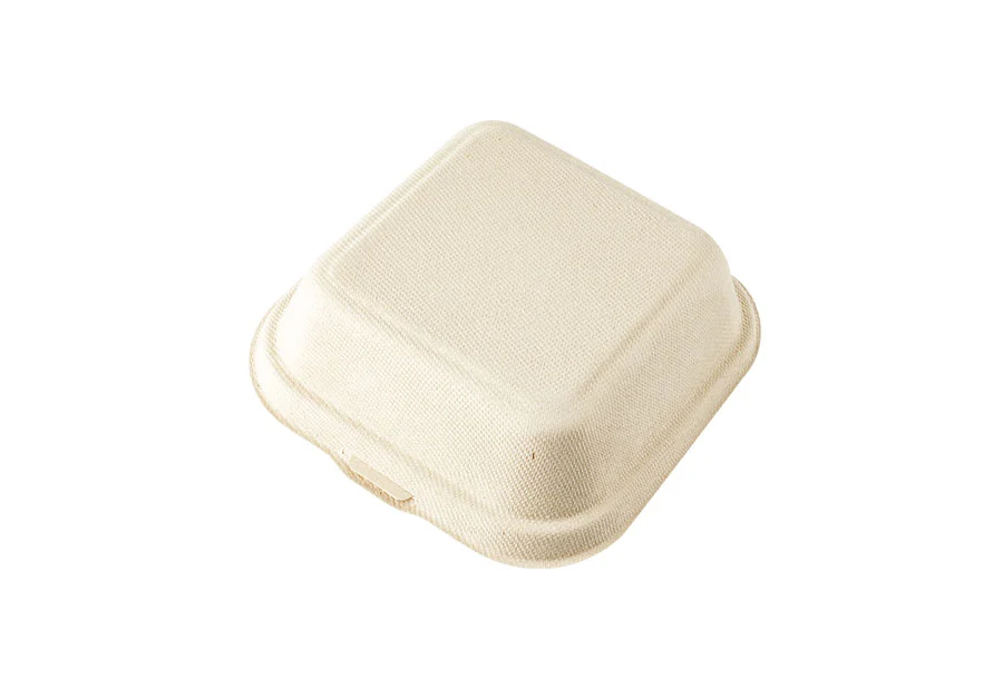600ml Bagasse Pulp Clamshell Hamburger Box