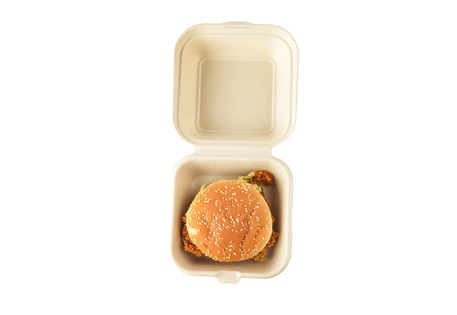 1000ml Bagasse Pulp Clamshell Hamburger Box