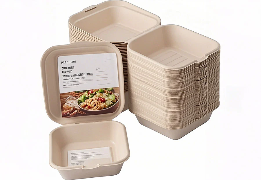800ml Bagasse Pulp Clamshell Hamburger Box