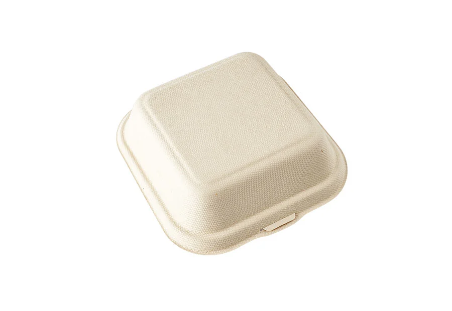600ml Bagasse Pulp Clamshell Hamburger Box