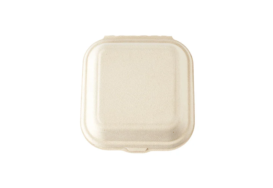 800ml Bagasse Pulp Clamshell Hamburger Box