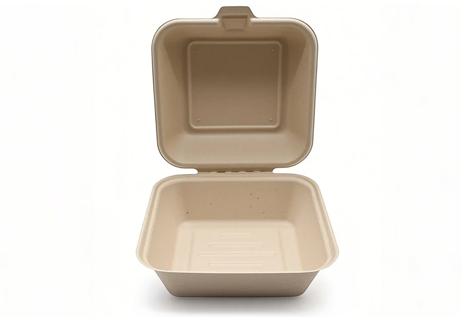 600ml Bagasse Pulp Clamshell Hamburger Box