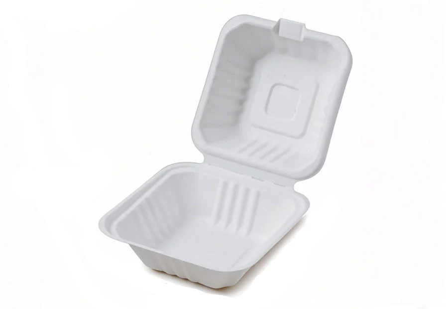 600ml Bagasse Pulp Clamshell Hamburger Box