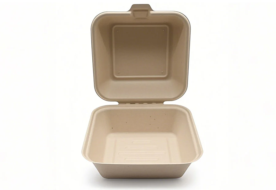 800ml Bagasse Pulp Clamshell Hamburger Box