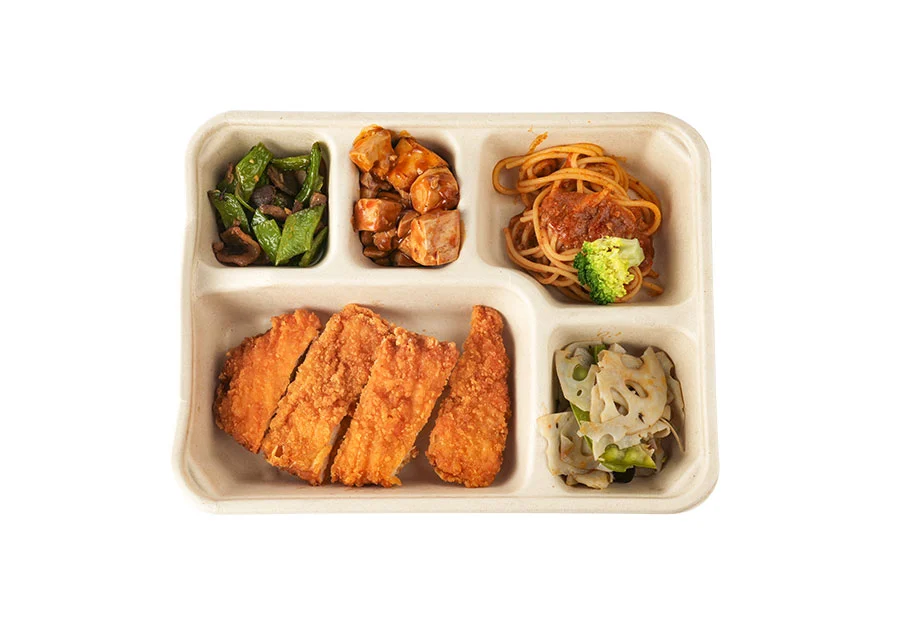 5 Compartments Of Sugarcane Pulp Food Packaging