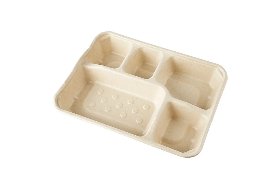 5 Compartments Of Sugarcane Pulp Food Packaging