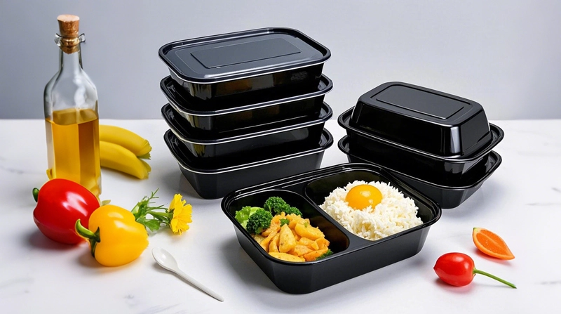 PP Disposable Double-Compartment Takeaway Lunch Packing Box